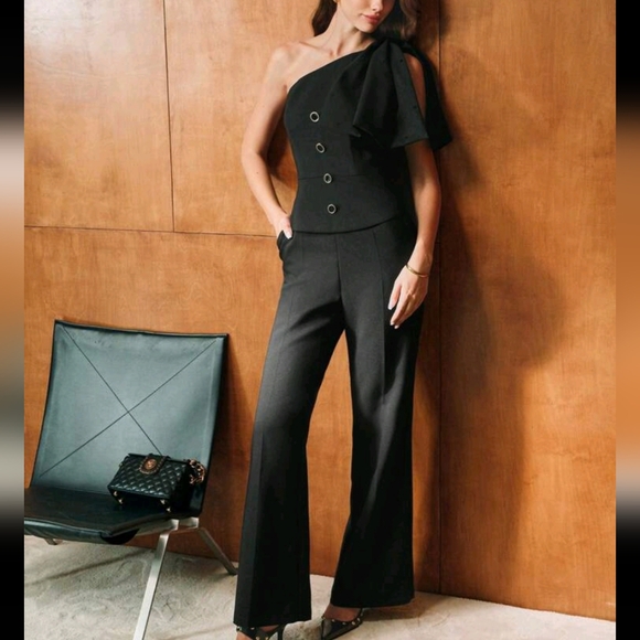 ONE SHOULDER BOW DECOR JUMPSUIT - Picture 3 of 4